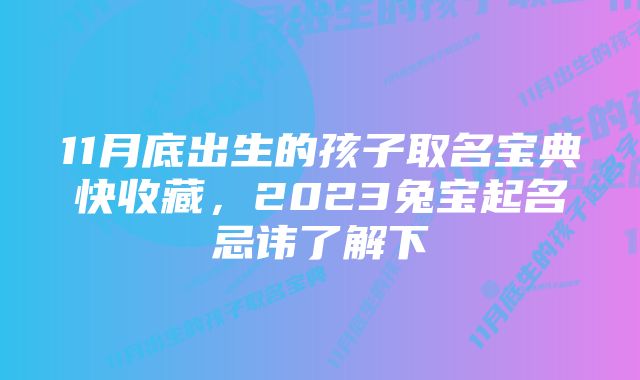 11月底出生的孩子取名宝典快收藏,2023兔宝起名忌讳了解下