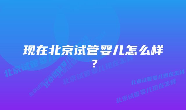 现在北京试管婴儿怎么样?