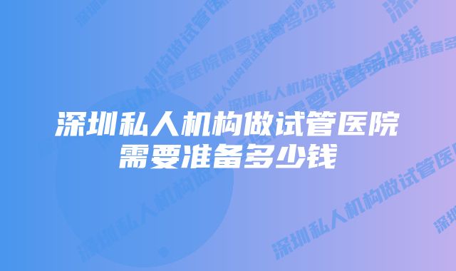 深圳私人机构做试管医院需要准备多少钱