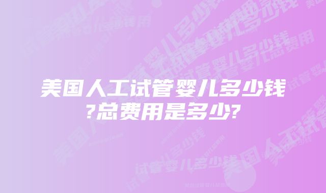美国人工试管婴儿多少钱?总费用是多少?