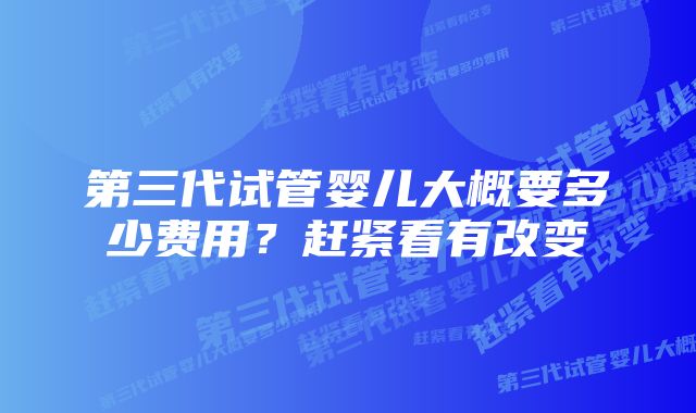 第三代试管婴儿大概要多少费用?赶紧看有改变