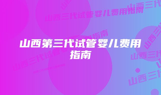 山西第三代试管婴儿费用指南