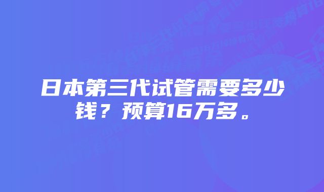 日本第三代试管需要多少钱?预算16万多。