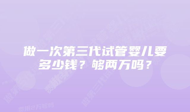 做一次第三代试管婴儿要多少钱?够两万吗?