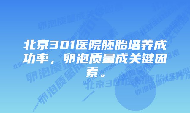 北京301医院胚胎培养成功率，卵泡质量成关键因素。