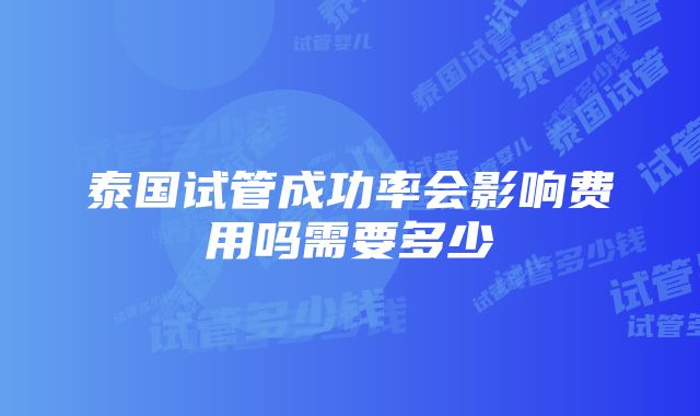 泰国试管成功率会影响费用吗需要多少
