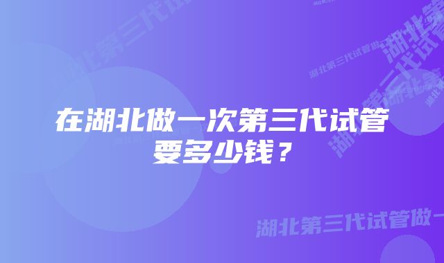 在湖北做一次第三代试管要多少钱?