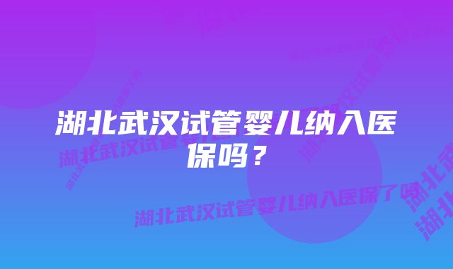 湖北武汉试管婴儿纳入医保吗?