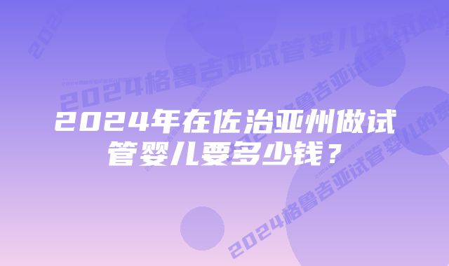 2024年在佐治亚州做试管婴儿要多少钱？