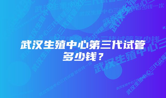 武汉生殖中心第三代试管多少钱?