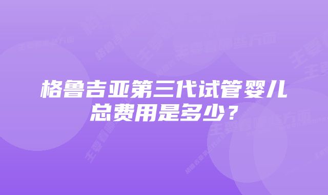 格鲁吉亚第三代试管婴儿总费用是多少?
