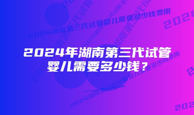 2024年湖南第三代试管婴儿需要多少钱?