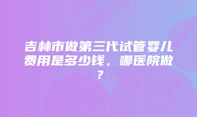 吉林市做第三代试管婴儿费用是多少钱,哪医院做?