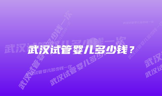 武汉试管婴儿多少钱?