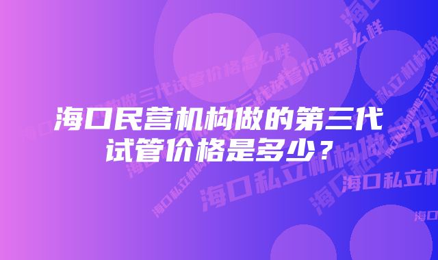 海口民营机构做的第三代试管价格是多少?