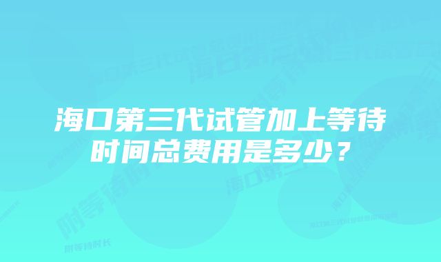 海口第三代试管加上等待时间总费用是多少?