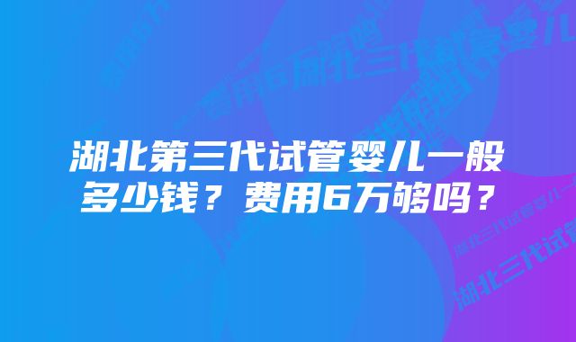 湖北第三代试管婴儿一般多少钱?费用6万够吗?