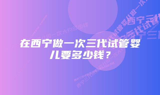 在西宁做一次三代试管婴儿要多少钱?