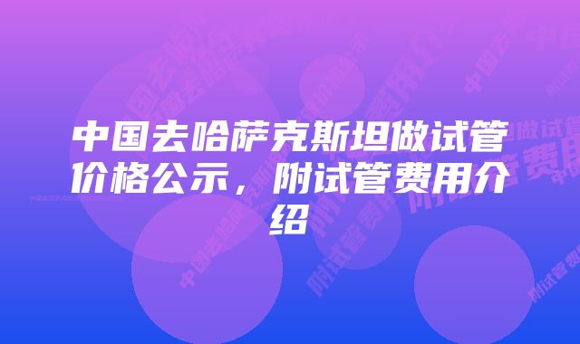 中国去哈萨克斯坦做试管价格公示,附试管费用介绍