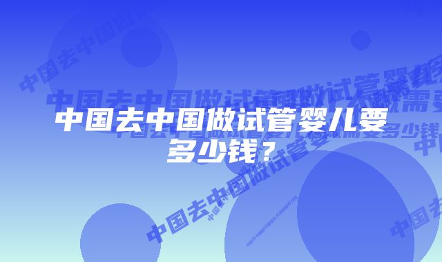 中国去中国做试管婴儿要多少钱?