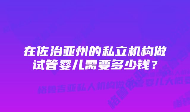 在佐治亚州的私立机构做试管婴儿需要多少钱?