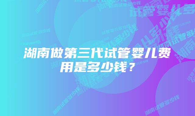 湖南做第三代试管婴儿费用是多少钱?