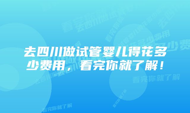 去四川做试管婴儿得花多少费用,看完你就了解!