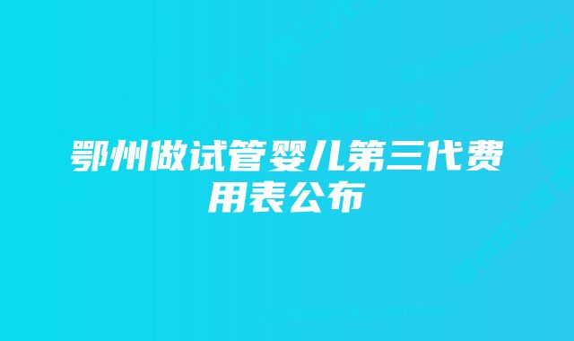 鄂州做试管婴儿第三代费用表公布