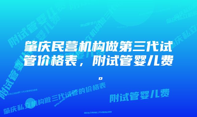 肇庆民营机构做第三代试管价格表,附试管婴儿费。
