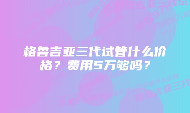 格鲁吉亚三代试管什么价格?费用5万够吗?