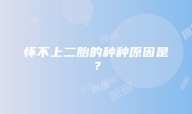 怀不上二胎的种种原因是?