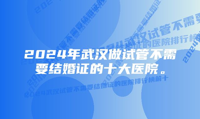2024年武汉做试管不需要结婚证的十大医院。