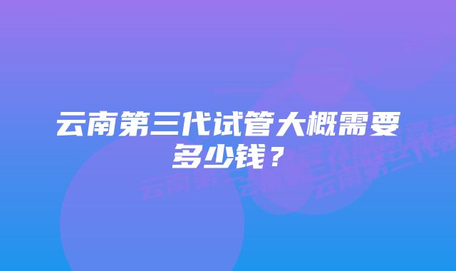 云南第三代试管大概需要多少钱?