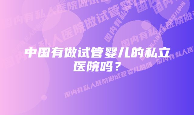 中国有做试管婴儿的私立医院吗?