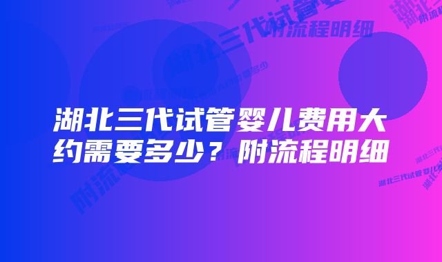 湖北三代试管婴儿费用大约需要多少?附流程明细