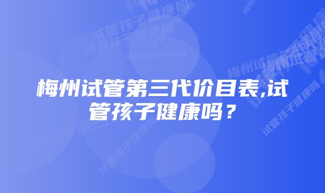 梅州试管第三代价目表,试管孩子健康吗?