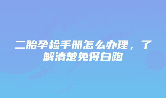 二胎孕检手册怎么办理,了解清楚免得白跑