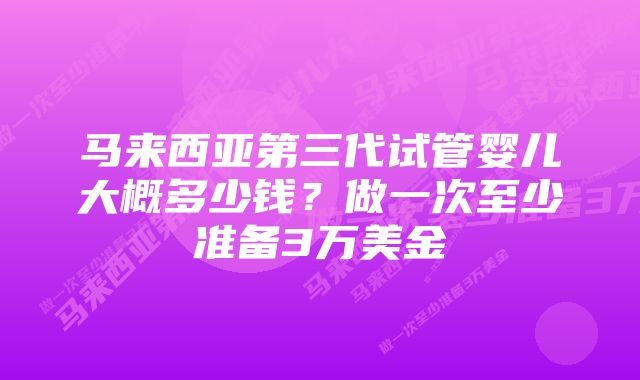 马来西亚第三代试管婴儿大概多少钱?做一次至少准备3万美金