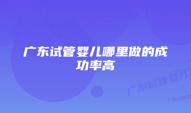 广东试管婴儿哪里做的成功率高