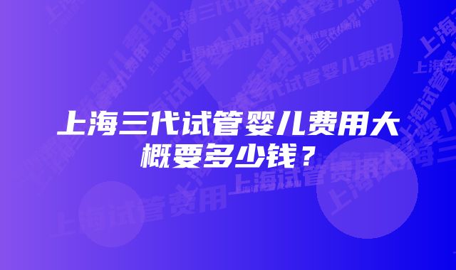 上海三代试管婴儿费用大概要多少钱?