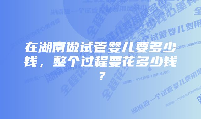 在湖南做试管婴儿要多少钱,整个过程要花多少钱?