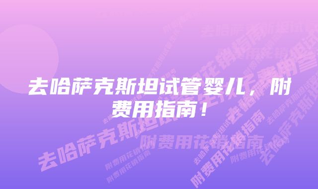 去哈萨克斯坦试管婴儿,附费用指南!