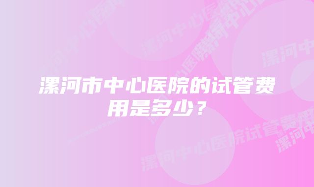 漯河市中心医院的试管费用是多少?