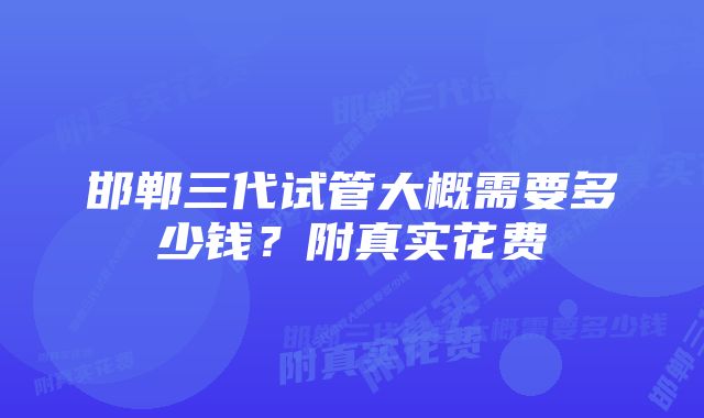 邯郸三代试管大概需要多少钱?附真实花费