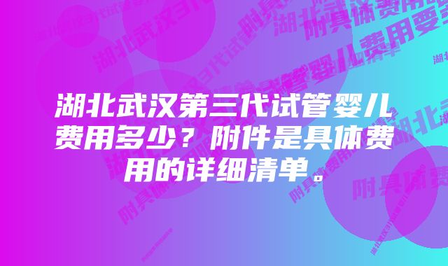 湖北武汉第三代试管婴儿费用多少?附件是具体费用的详细清单。