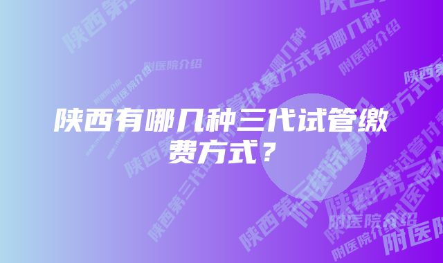 陕西有哪几种三代试管缴费方式?