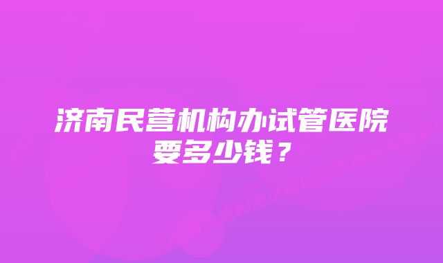 济南民营机构办试管医院要多少钱?