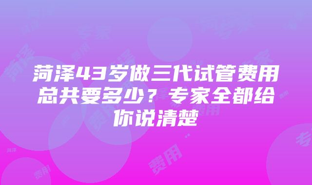 菏泽43岁做三代试管费用总共要多少?专家全都给你说清楚