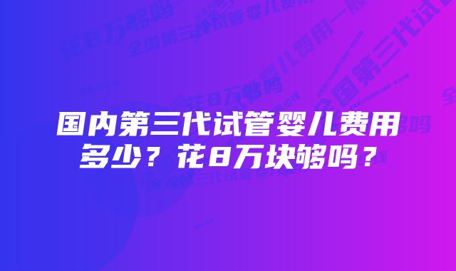 国内第三代试管婴儿费用多少？花8万块够吗？