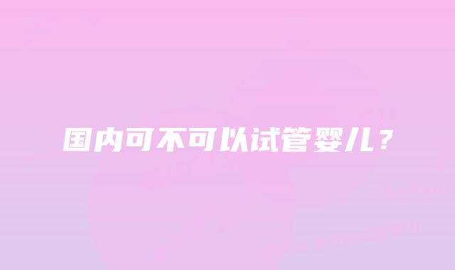 国内可不可以试管婴儿?
